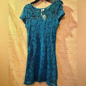 Blue crochet dress by LC Lauren Conrad, size:10